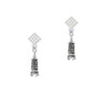 Pagoda with Clear Crystal White Clear Crystal Diamond-Shape Earrings
