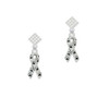 Small Antiqued Ribbon with Paws White Clear Crystal Diamond-Shape Earrings