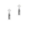 Peace White Clear Crystal Diamond-Shape Earrings