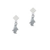 2-D Penguin White Clear Crystal Diamond-Shape Earrings