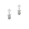 Pineapple White Clear Crystal Diamond-Shape Earrings