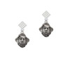 Large Pirate - Mascot White Clear Crystal Diamond-Shape Earrings