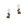3-D Chocolate Bunny White Clear Crystal Diamond-Shape Earrings