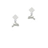 Leaping Rabbit White Clear Crystal Diamond-Shape Earrings