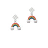 Rainbow White Clear Crystal Diamond-Shape Earrings