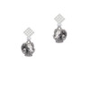 Medium 3-D Ram Head White Clear Crystal Diamond-Shape Earrings