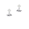 Antiqued Razorback White Clear Crystal Diamond-Shape Earrings
