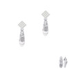 3-D White Running Shoe White Clear Crystal Diamond-Shape Earrings