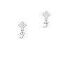 Mini Gelato Script Initial - S - White Clear Crystal Diamond-Shape Earrings