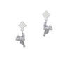 Western Saddle White Clear Crystal Diamond-Shape Earrings