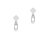 2-Sided Clear Frosted Baby Safety Pin White Clear Crystal Diamond-Shape Earrings