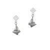 Sailboat White Clear Crystal Diamond-Shape Earrings