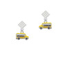 School Bus - Side White Clear Crystal Diamond-Shape Earrings