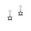 Small Open Sea Turtle White Clear Crystal Diamond-Shape Earrings