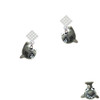 Resin Shark White Clear Crystal Diamond-Shape Earrings