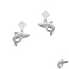 Shark White Clear Crystal Diamond-Shape Earrings