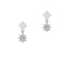Mini AB Crystal Ship Wheel White Clear Crystal Diamond-Shape Earrings