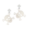 Acrylic Large Clear Skull White Clear Crystal Diamond-Shape Earrings