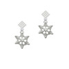 Snowflake with Clear Crystal White Clear Crystal Diamond-Shape Earrings