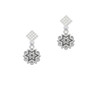 Antiqued Snowflake White Clear Crystal Diamond-Shape Earrings
