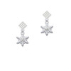 White Snowflake with Clear Crystal White Clear Crystal Diamond-Shape Earrings