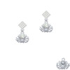 3-D Clear Crystal Spider White Clear Crystal Diamond-Shape Earrings