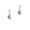 3-D Enamel Soccerball Spinner White Clear Crystal Diamond-Shape Earrings