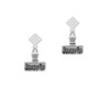 3-D ''Dream On'' Stamp White Clear Crystal Diamond-Shape Earrings