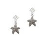 Antiqued Starfish White Clear Crystal Diamond-Shape Earrings