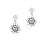 Sun White Clear Crystal Diamond-Shape Earrings