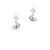 Little Bird Initial - T - White Clear Crystal Diamond-Shape Earrings
