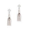 Small Tassel White Clear Crystal Diamond-Shape Earrings