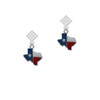 Enamel Lone Star Texas White Clear Crystal Diamond-Shape Earrings