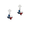 Texas - Lone Star Glass White Clear Crystal Diamond-Shape Earrings