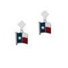 Texas Flag - Lone Star White Clear Crystal Diamond-Shape Earrings
