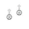 Texas Ranger Badge White Clear Crystal Diamond-Shape Earrings