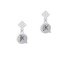 Text Chat - jk - Just Kidding - White Clear Crystal Diamond-Shape Earrings