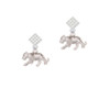 Tiger Cub White Clear Crystal Diamond-Shape Earrings