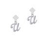 Small Gelato Script Initial - U - White Clear Crystal Diamond-Shape Earrings
