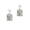 Pebble Border Initial - V White Clear Crystal Diamond-Shape Earrings