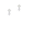 Mini Gelato Script Initial - V - White Clear Crystal Diamond-Shape Earrings