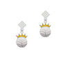 Volleyball - Crown White Clear Crystal Diamond-Shape Earrings