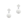 Large Volleyball White Clear Crystal Diamond-Shape Earrings