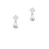 Mini Enamel Volleyball White Clear Crystal Diamond-Shape Earrings