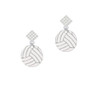 3/4'' Enamel Volleyball White Clear Crystal Diamond-Shape Earrings