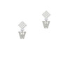 Small Crystal Initial - W - White Clear Crystal Diamond-Shape Earrings