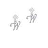 Small Gelato Script Initial - W - White Clear Crystal Diamond-Shape Earrings