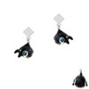 Resin Killer Whale White Clear Crystal Diamond-Shape Earrings
