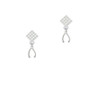 Mini Wishbone White Clear Crystal Diamond-Shape Earrings
