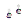 Mardi Gras Jester White Clear Crystal Diamond-Shape Earrings
